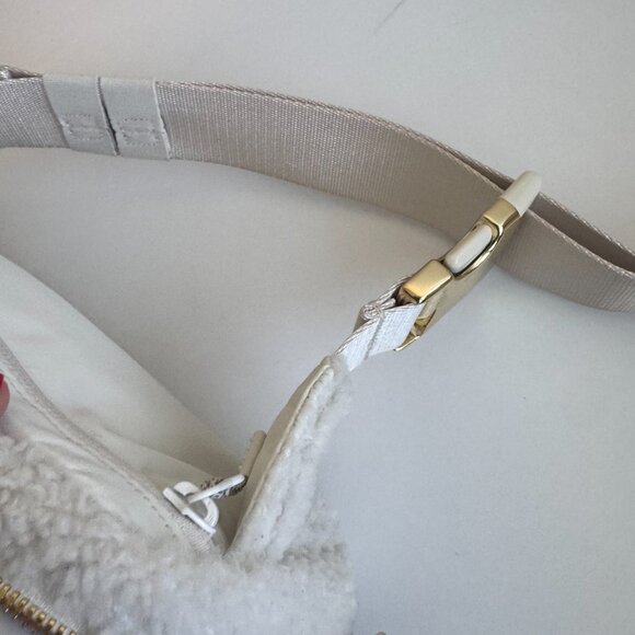 lululemon White Sherpa Fleece Belt Bag Crossbody Cream Gold Hardware - Picture 8 of 13